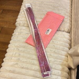 Pink and Silver Hair Tinsel Extensions